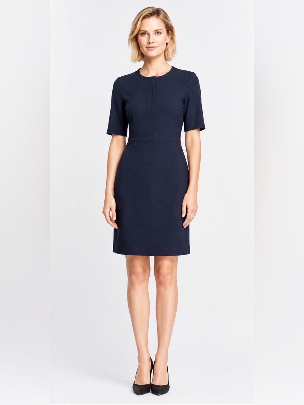 Theory Slyra Quarter Zip A-Line Dress Navy 4